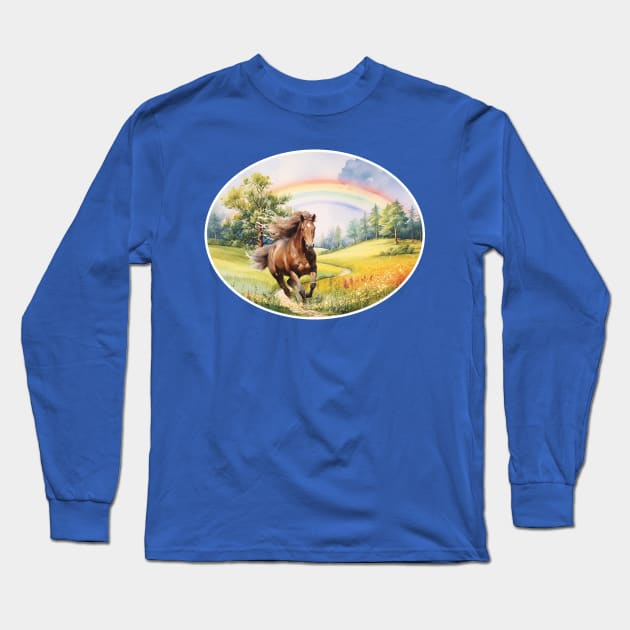 Horse Running Free Long Sleeve T-Shirt by KEWDesign